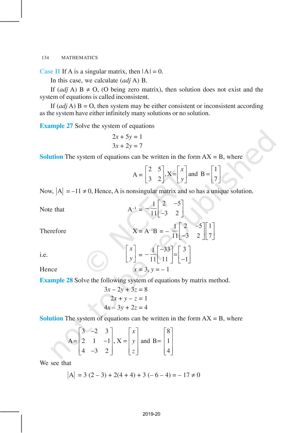 Determinants - NCERT Book Of Class 12 Mathematics Part I